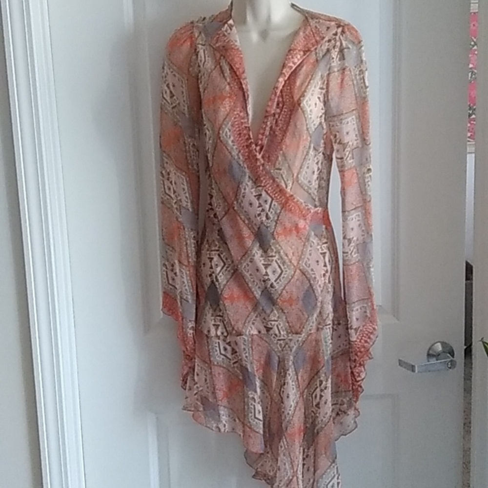 Vintage Arden 100% Silk Embroidered Asymmetrical Dress
